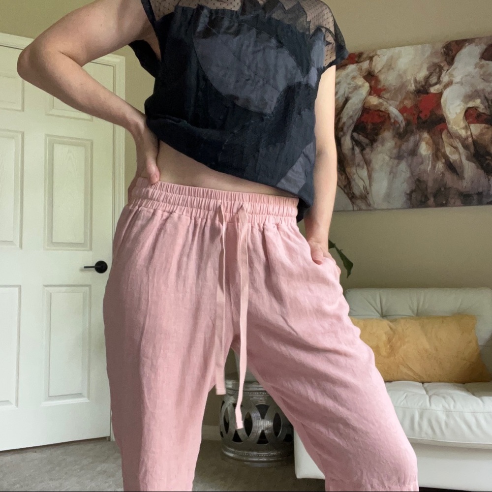 𝅺NWOT Cloth & Stone Blush Pink Linen Long Shorts - Picture 14 of 15